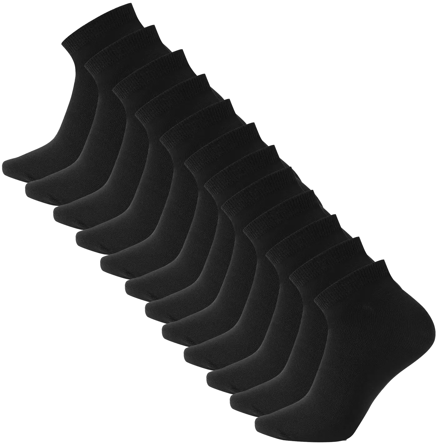 Übersicht: 12 schwarze Bambus Knöchelsocken