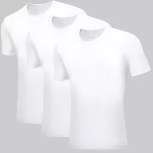 Übersicht: 3 weiße Bambus T-Shirts Rundhals
