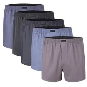 Übersicht 5 einfarbige Boxershorts in verschiedenen dezenten Farben ohne Muster order Streifen