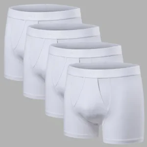 4er Pack Bambus Unterhosen mit Eingriff- Weiß